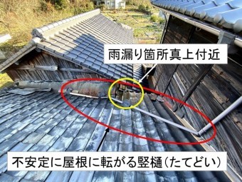 不安定に転がる竪樋