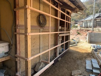 トタン壁下地木組工事