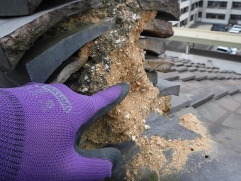 大棟鬼瓦銅線残り