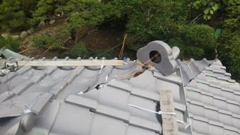 鬼瓦取り付け