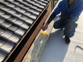 パラペット部接着工法
