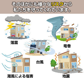 屋根や住まいは落雷・竜巻・台風・潮風による塩害・地震など様々なリスクからも私たちを守ってくれています