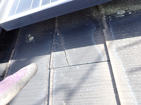 東広島市　太陽光パネル　スレート屋根　雨漏り　スレート屋根カケ